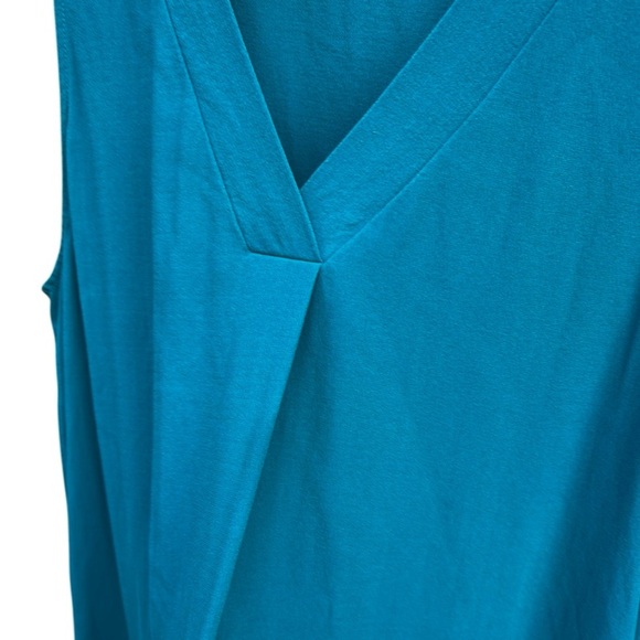 Eileen Fisher Silk Georgette Sleeveless A Line Dress Turquoise Size Small - Picture 3 of 7